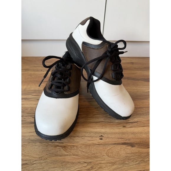 FootJoy Other - Footjoy Junior Golf Shoes Cleats Style 45020 Brown White FJ Size 4 M Waterproof